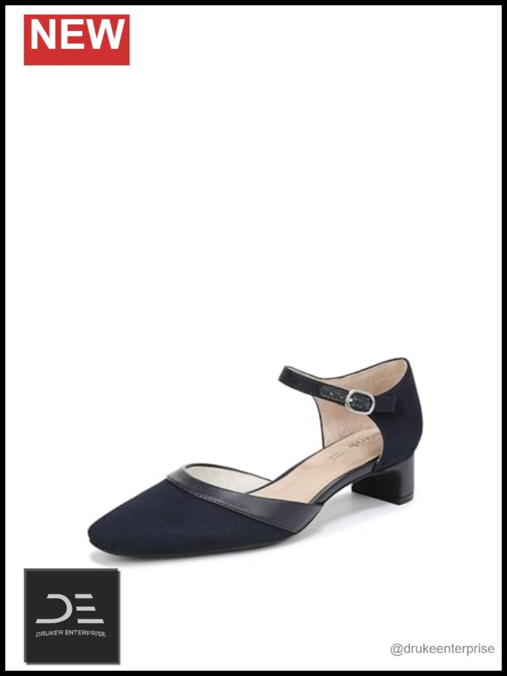 Women's Block Heel Pump Almond Toe Ankle Strap